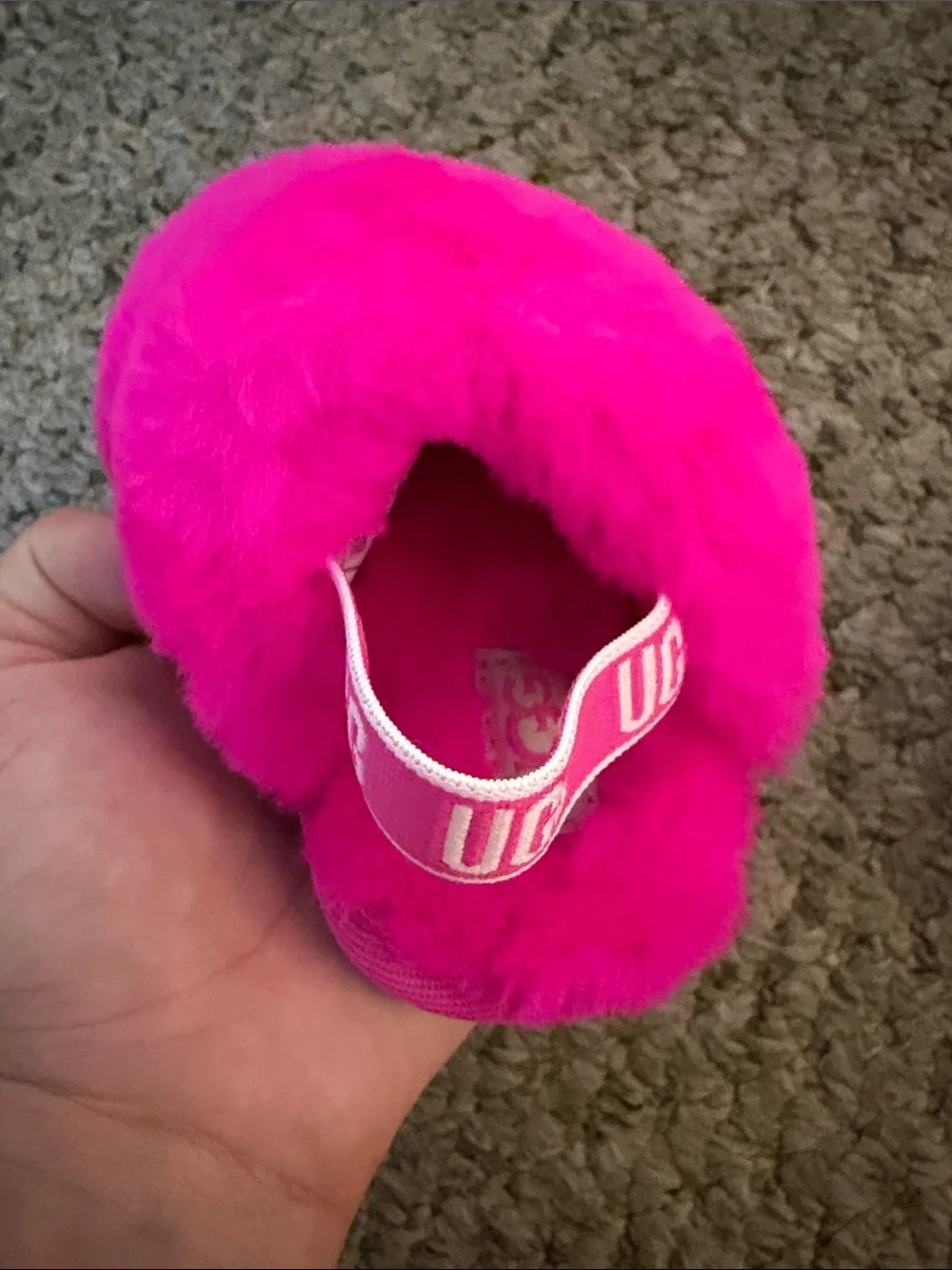 Uggs Fuchsia Furry Slip-On Slippers